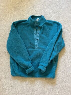 Kyodan Teal Sherpa Zip-Front Pullover